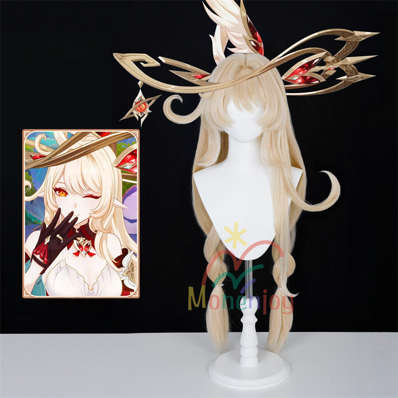 Monenjoy　原神　アリス　100cm　ウィッグ　カツラ　自然感抜群 ナド・クライ編　コスプレ　 魔術師　鬘　自然感　 魔女会　 クレー