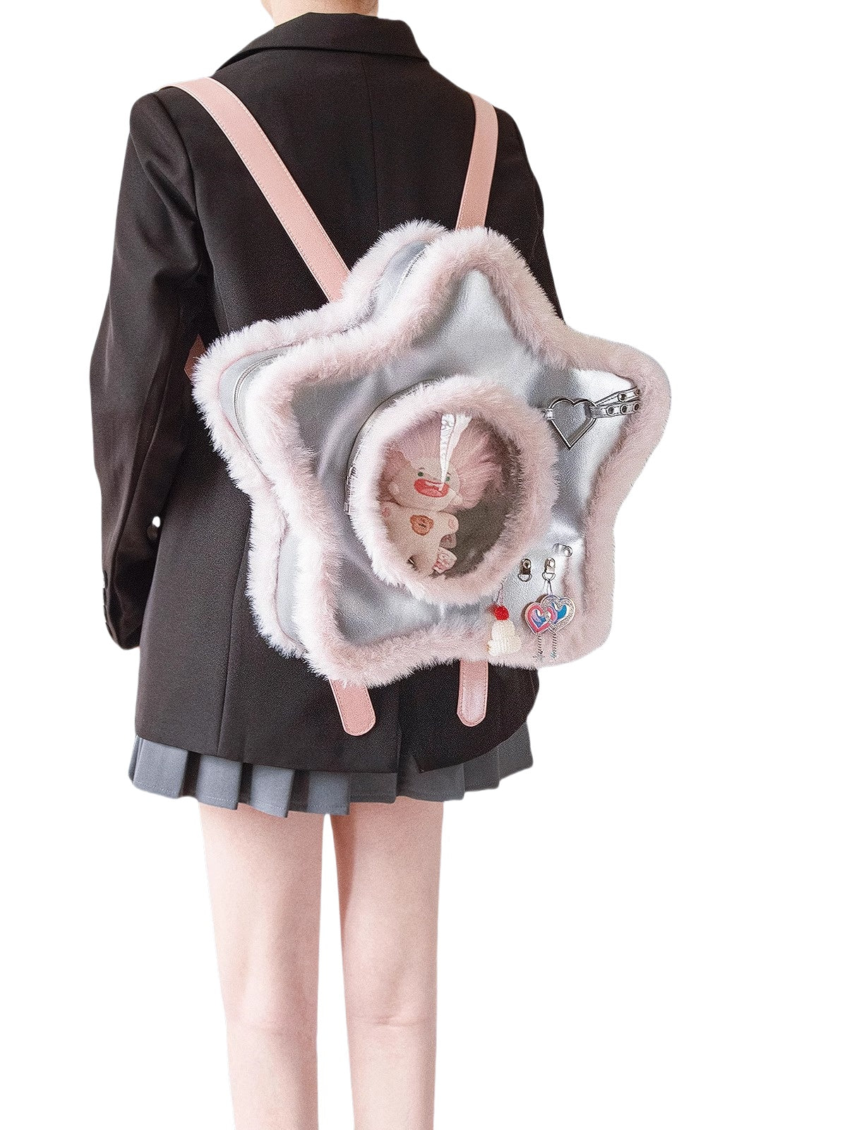 Monenjoy　痛バッグ　推し活に！ふわふわ五芒星クリア痛バッグ アニメ　地雷系　パンク　渋谷　原宿ファション　コスプレ　2次元　萌えグッズ　バックパック/リュック 可愛い　デザイン　装備品　アクセサリー - Monenjoy