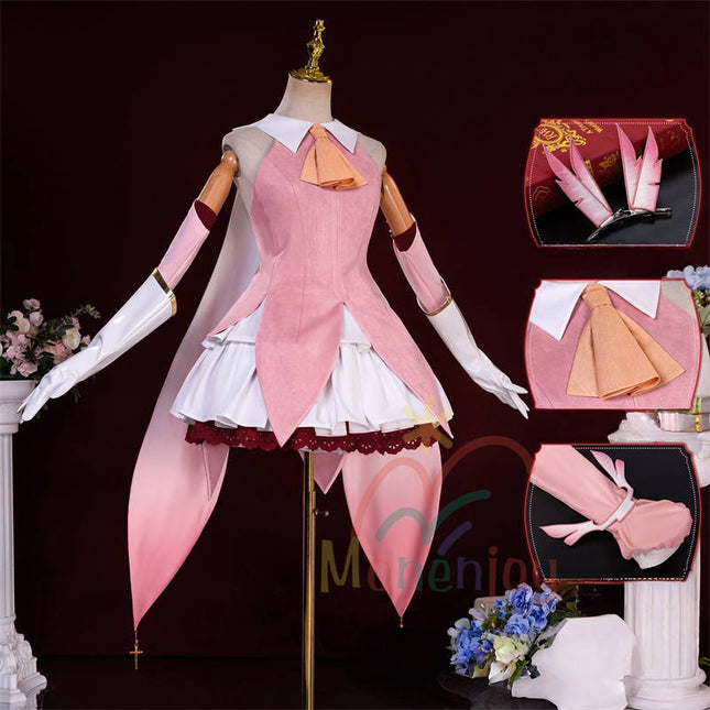 Monenjoy Fate/kaleid liner プリズマ☆イリヤ イリヤ コスプレ衣装 イリヤスフィール・フォン・アインツベルン コスチューム Illyasviel von Einzbern 戦闘服 ワンピース ピンク色