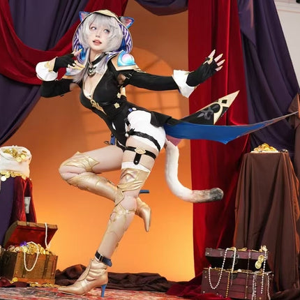 Monenjoy 崩壊スターレイル サフェル コスプレ衣装　コスチューム　セファリア Cifera 腿カバー付　尻尾付　豪華アクセサリー　GS1218