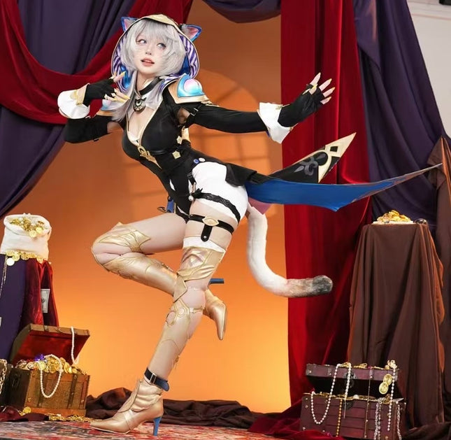 Monenjoy 崩壊スターレイル サフェル コスプレ衣装　コスチューム　セファリア Cifera 腿カバー付　尻尾付　豪華アクセサリー　GS1218
