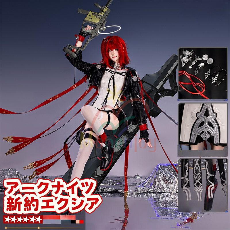 SM在庫あり。売り切れ次第終了 Monenjoy アークナイツ 新約エクシア コスプレ衣装　刺繍柄　3ｄ樹脂アクセサリー　 高再現度 戦闘服デザイン　 Exusiai the New Covenant