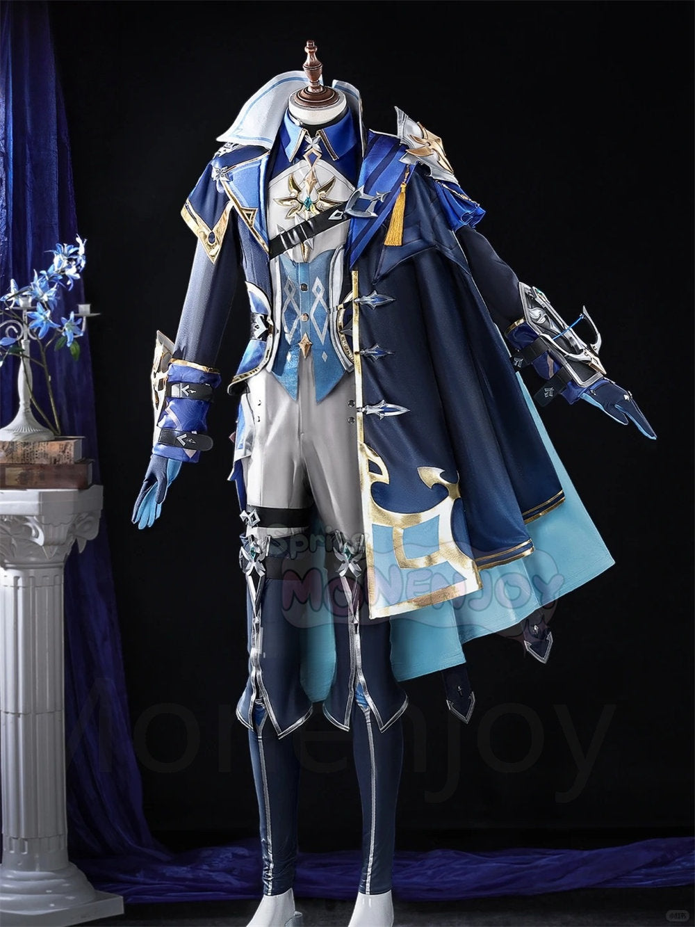 Monenjoy　ローエン コスプレ 衣装 原神 3Dプリント樹脂パーツ 氷元素 騎士団副隊長 イベント向け高品質 Monenjoy