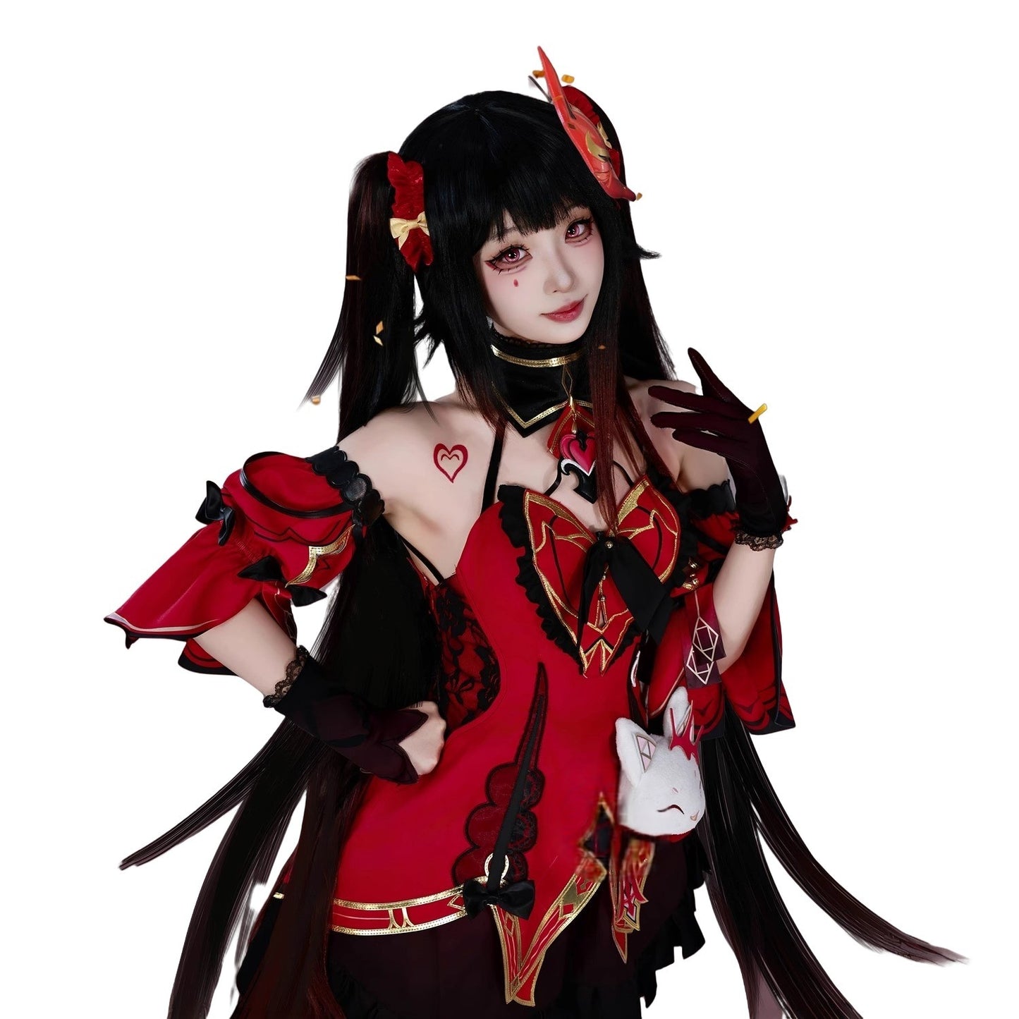 Monenjoy 崩壊スターレイルx崩壊3rdコラボ 花火　願い拓く天光　花火·千面役者　コスプレ衣装　仮面の愚者　コスチューム　イベント　仮装　cosplay　ウィッグ＋マスク追加可能 - Monenjoy