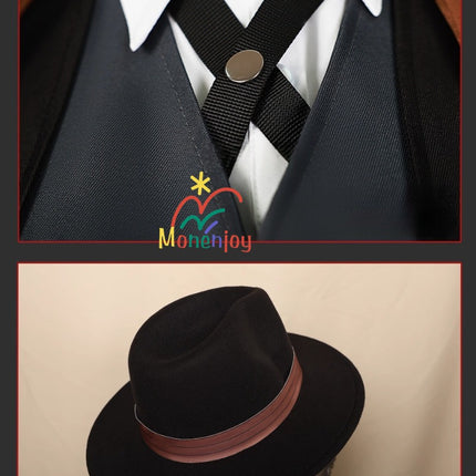 Monenjoy　納品　文豪ストレイドッグス 中原中也 コスプレ衣装　なかはら ちゅうや　イベント　帽子付GS1304 - Monenjoy
