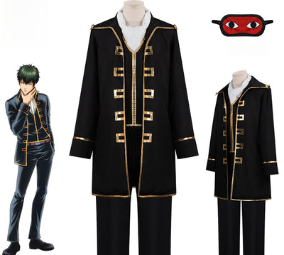 Monenjoy 銀魂 コスプレ　土方 十四郎　ぎんたま 　ガンマスク付コスチューム　真選組の副長　真選組　ユニフォーム　学園祭　イベント　仮装 - Monenjoy