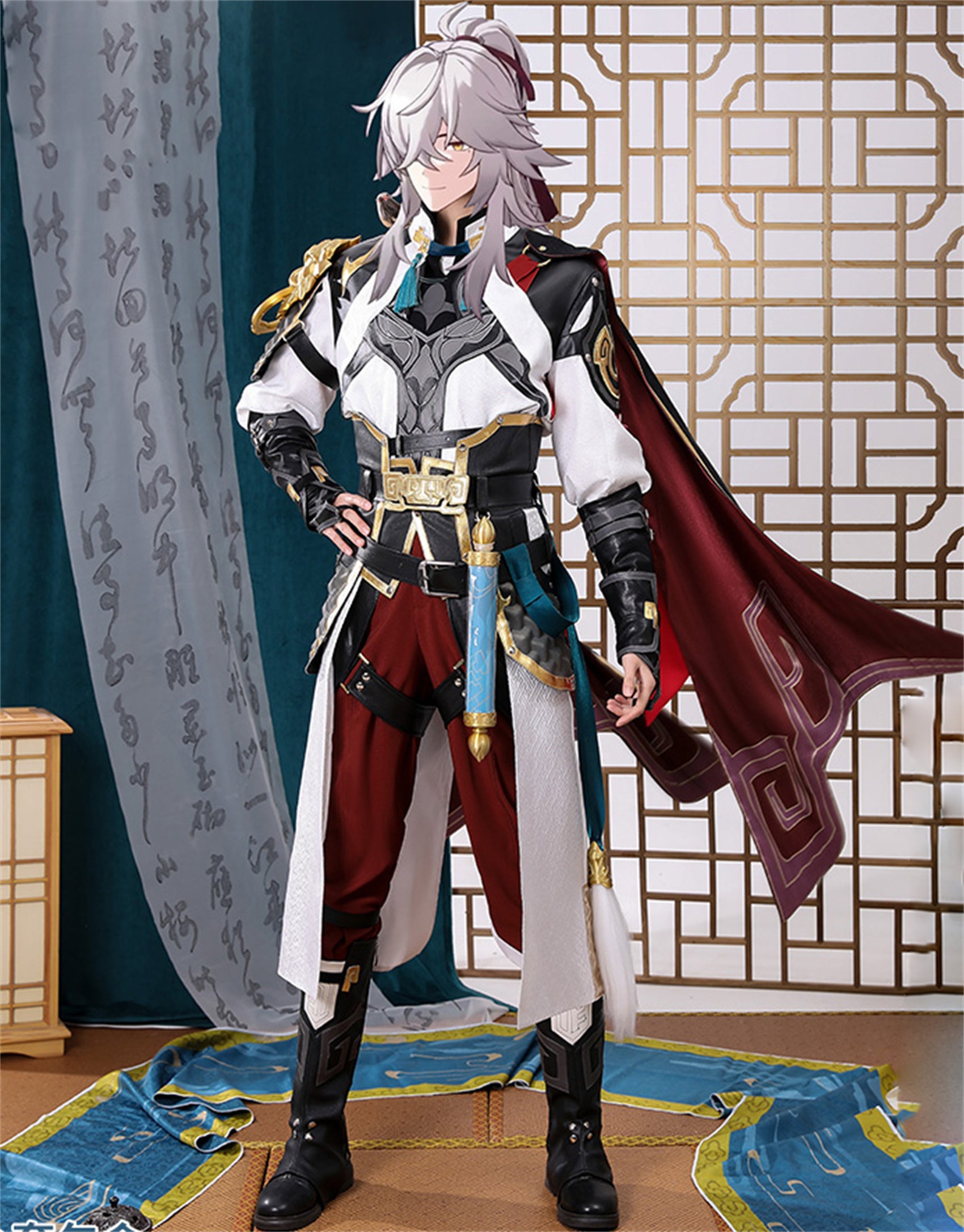 Monenjoy 崩壊スターレイル　衣装 景元　スタレ　けいげん 舞台服　刺繍生地　花紋生地　コスチューム　変装　イベント　仮装　花火大会　学園祭　COS　イベント祈願「残火変相」 - Monenjoy