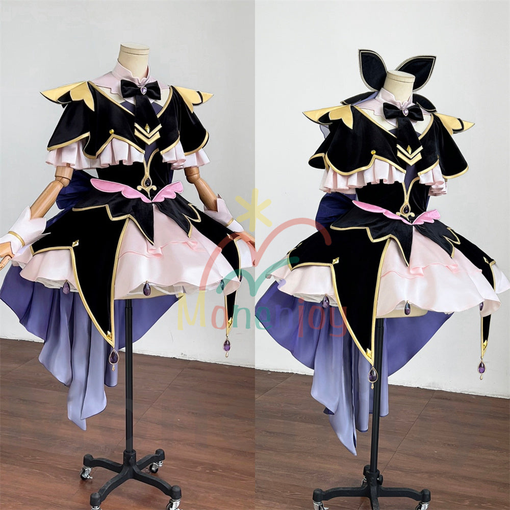 Monenjoy　名探偵プリキュア　森亜るるか コスプレ衣装　キュアアルカナ・シャドウ　ドレス　コスチューム　ベルベット生地　髪飾付 Monenjoy