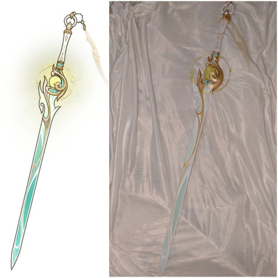 Monenjoy　原神　兹白　 三日月の含光 　モチーフ武器　Lightbearing Moonshard　 片手剣 100cm　Petg材質　武器モデル　発光　コスプレ道具　宝剣　 MONENJOY