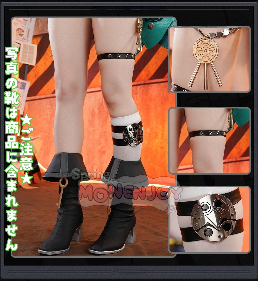 Monenjoy ゼンゼロ リュシア・エロウェン コスプレ衣装 金属パーツ 発光ギミック 鈴付き コスチューム