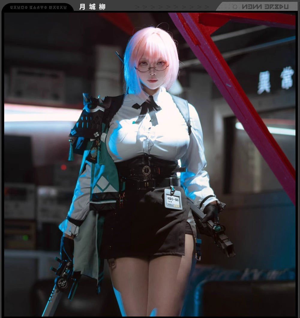 Monenjoy ゼンレスゾーンゼロ 月城柳 ゼンゼロ柳 コスプレ衣装　眼鏡＋イヤリング＋肩甲付　胸飾り送り　対ホロウ第六課　イベント　仮装　　 - Monenjoy