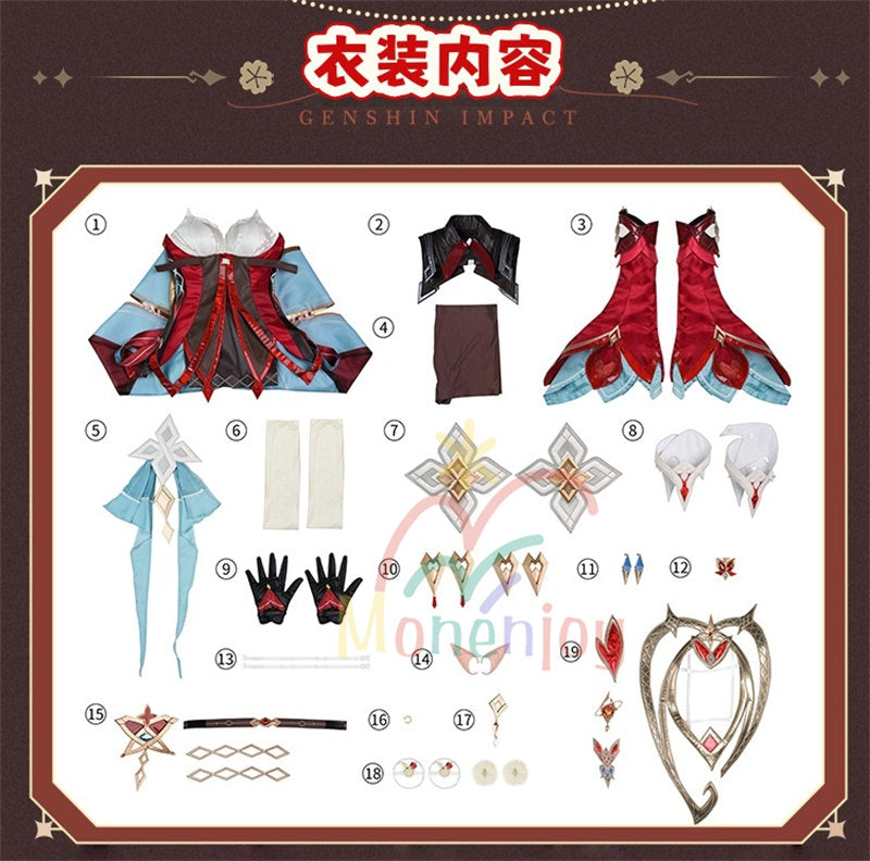 予約販売　Monenjoy　原神 アリス コスプレ衣装　コスチューム　帽子付　3d樹脂製パーツ　炎元素の神の目付　ナド・クライ編　魔術師　魔女　仮装　モンド / 魔女会