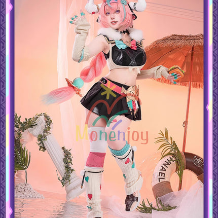 Monenjoy 原神 ヴァレサ　コスプレ衣装　髪飾り＋耳飾り付き　コスチューム　ニットアームガード　マスク＋角＋尻尾付　腿カバー付　アクセサリー　豪華衣装　イベント　仮装