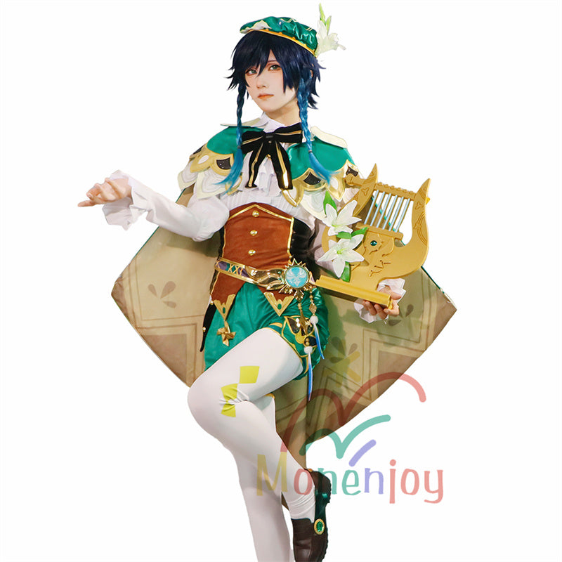 Monenjoy　原神 ウェンティ　コスプレ衣装　Venti 　コスチューム　帽子付き　吟遊詩人  モンド　イベント　仮装　ハロウィン