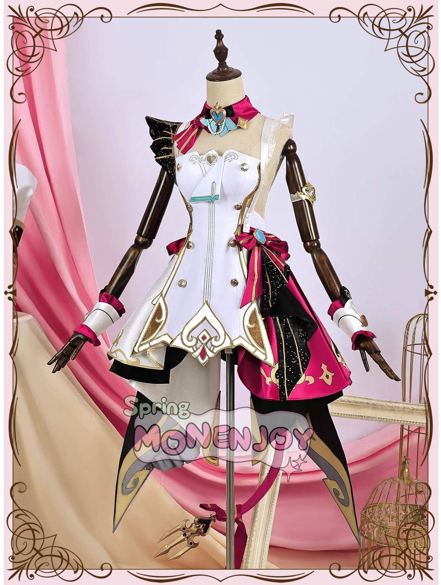 Monenjoy 原神 Escoffier エスコフィエ コスプレ衣装　3d樹脂尻尾付　イベント　絢爛のフレーバー　Genshin Impact　コスチュームGS1426　 - Monenjoy