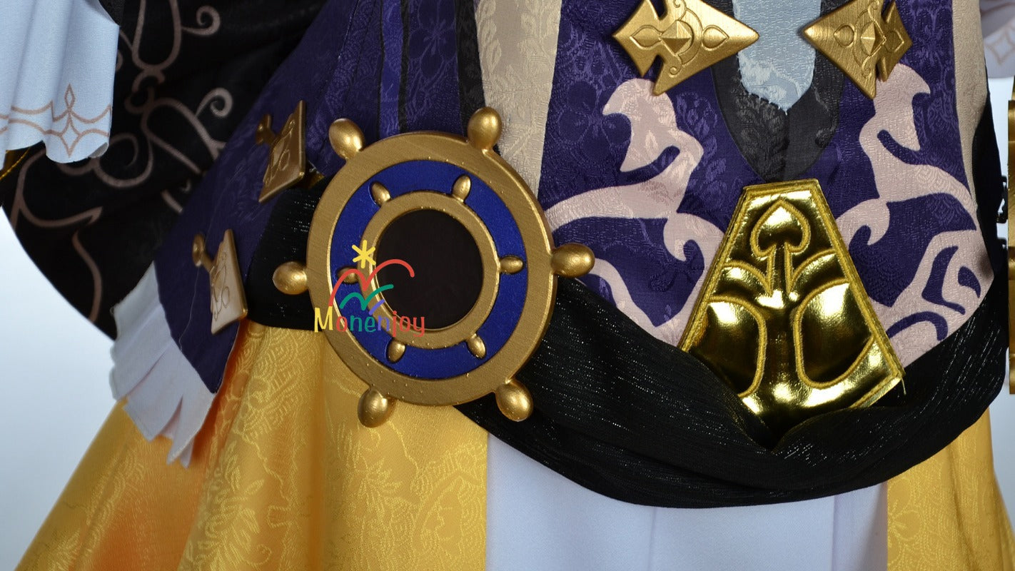 原神ナヴィア コスプレ衣装　立体3d樹脂装飾＋帽子付属　高弾性マットレザー採用｜MONENJOY   - Monenjoy