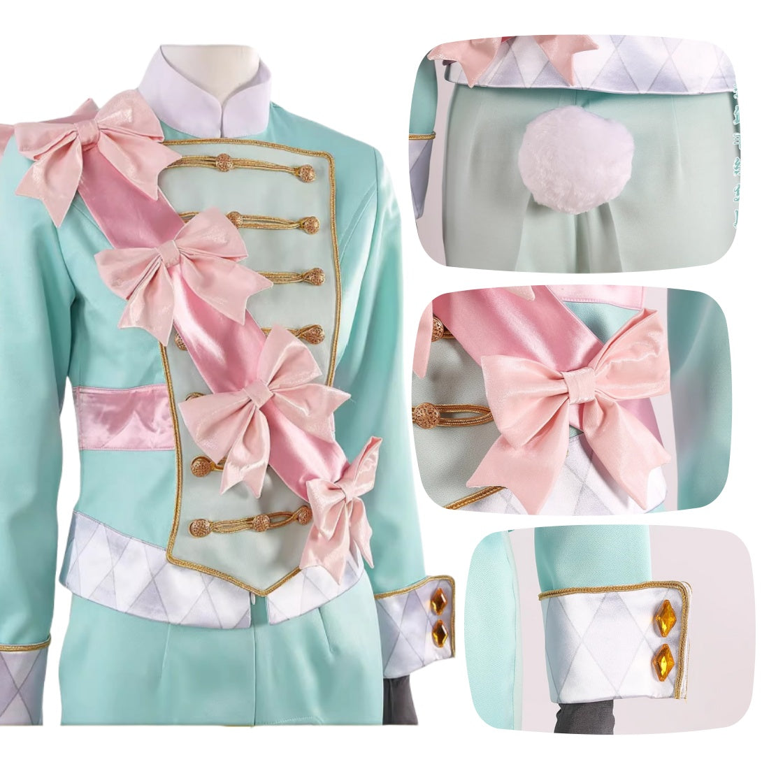 Monenjoy ツイステ 薔薇の王国のホワイト ラビット・フェス シルバー 限定衣装　コスプレ衣装　帽子付　ラビット・ウェア　イベント　仮装　ハロウィン - Monenjoy