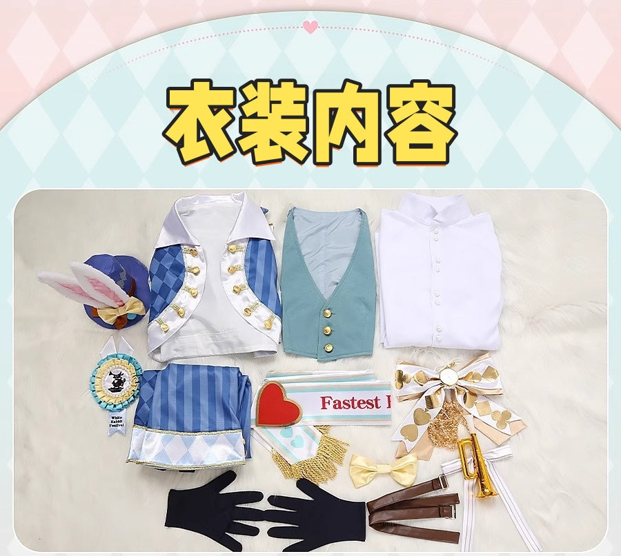 Monenjoy ツイステ 薔薇の王国のホワイト ラビット・フェス コスプレ衣装　帽子付　ラビット・ウェア　イベント　仮装　ハロウィン　 - Monenjoy