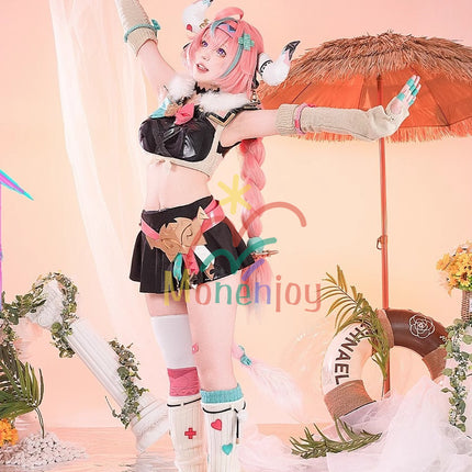 Monenjoy 原神 ヴァレサ　コスプレ衣装　髪飾り＋耳飾り付き　コスチューム　ニットアームガード　マスク＋角＋尻尾付　腿カバー付　アクセサリー　豪華衣装　イベント　仮装