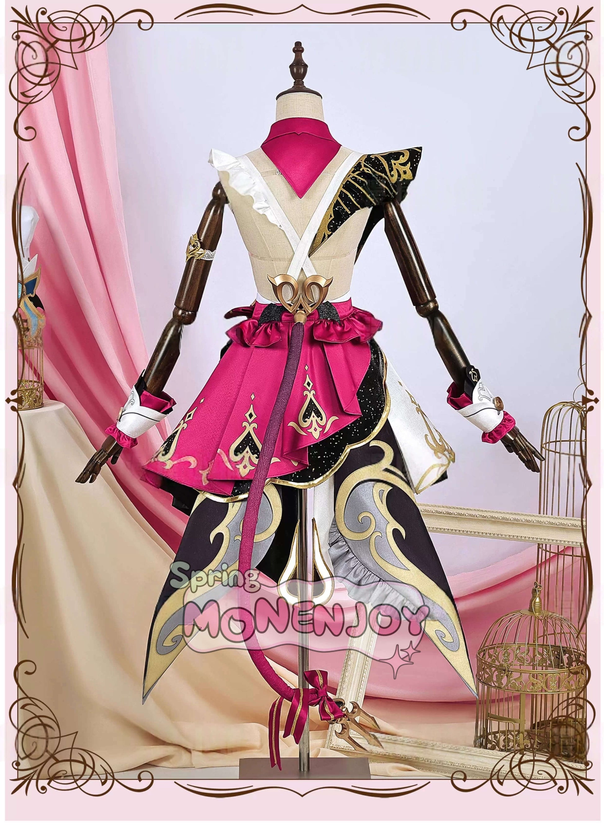 Monenjoy 原神 Escoffier エスコフィエ コスプレ衣装　3d樹脂尻尾付　イベント　絢爛のフレーバー　Genshin Impact　コスチュームGS1426　 - Monenjoy