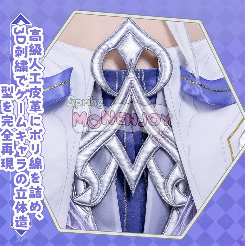 Monenjoy 原神 コロンビーナ 少女　コスチューム コスプレ衣装　　髪飾り＋アイマスク付　3ｄ樹脂製パーツ 執行官 月の少女 Damselette Columbina コスプレ衣装