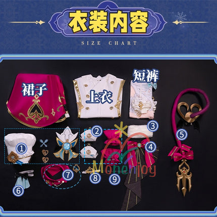 Monenjoy Genshin Escoffier One Piece Escoffier Cosplay Costume Ice God's Eye Chef 3D Resin Tail Genshin Fontaine