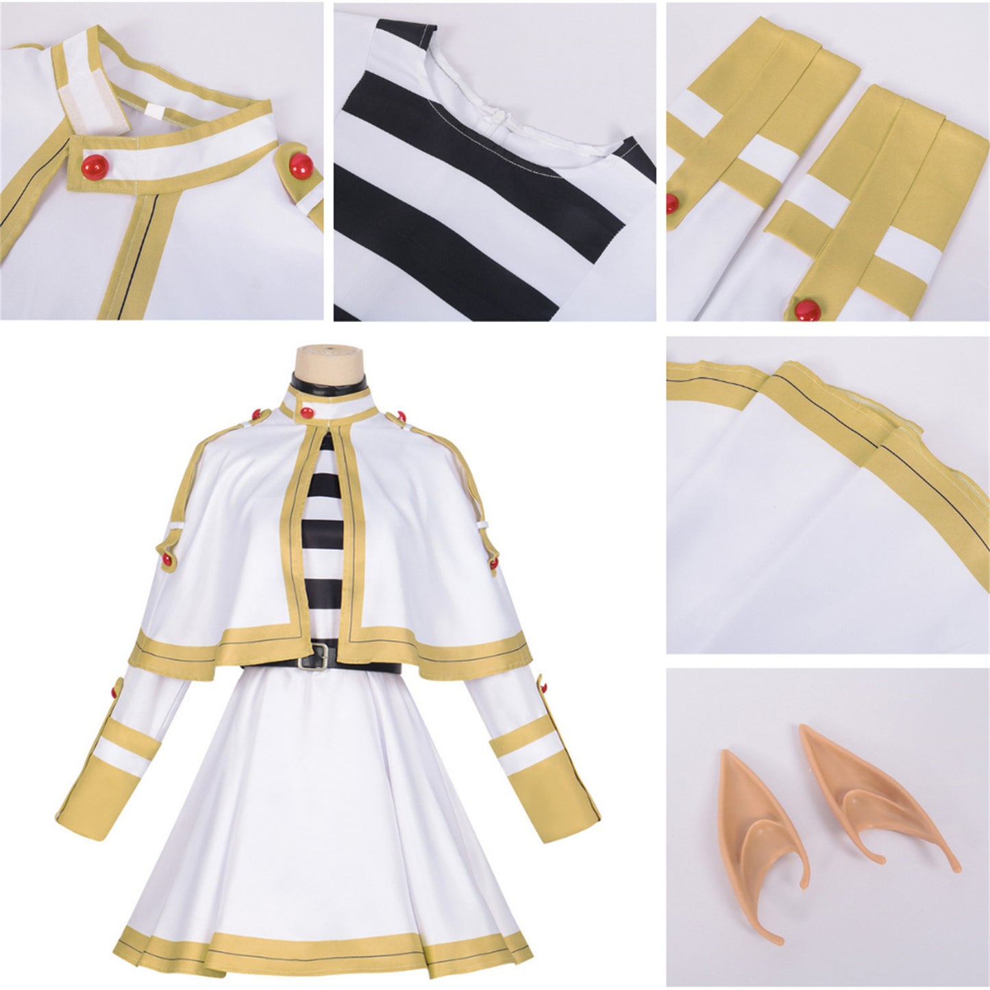 Monenjoy 葬送のフリーレン 魔法使い　ヒンメル　勇者　ヒンメル　ハイター　リーニエ　リュグナー　フランメ　シュタルク　フェルン　フリーレン　感謝祭　コスチューム　変装　ハロウィン　舞台衣装　撮影　コスプレ - Monenjoy