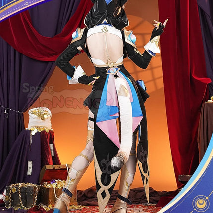 Monenjoy 崩壊スターレイル サフェル コスプレ衣装　コスチューム　セファリア Cifera 腿カバー付　尻尾付　豪華アクセサリー　GS1218 - Monenjoy