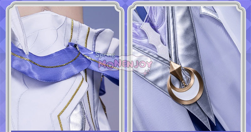 Monenjoy 原神 コロンビーナ 少女　コスチューム コスプレ衣装　　髪飾り＋アイマスク付　3ｄ樹脂製パーツ 執行官 月の少女 Damselette Columbina コスプレ衣装