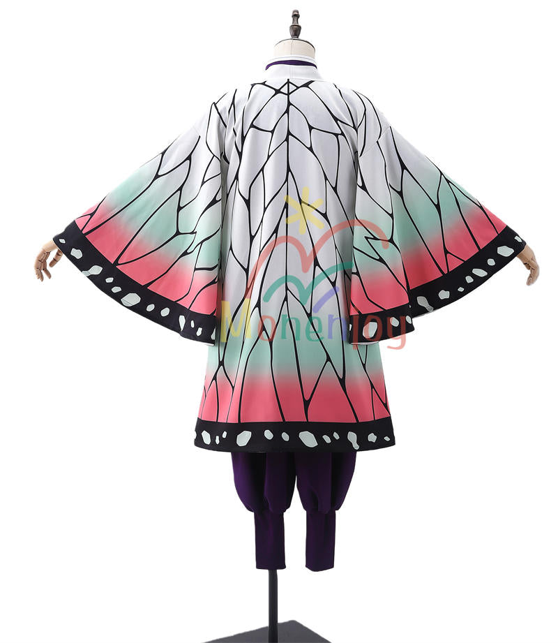 Monenjoy 鬼滅の刃 胡蝶 しのぶ コスプレ衣装　蟲柱　こちょう しのぶ　刺繍柄　隊士服　ウィッグ追加　コスチューム　イベント　ハロウィン　クリスマス