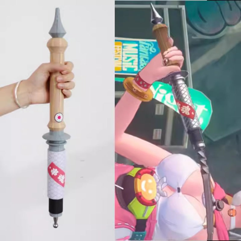 Monenjoy ゼンレスゾーンゼロ  アリス タイム香る海辺　伸縮式ステッキ　武器　杖　最大長120cm　アリス・タイムフィールド  ゼンゼロ ゼ 怪啖屋 コスプレ道具　武器モデル　EVA＋PVC材質　118cm　