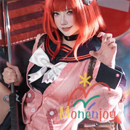 Monenjoy Zenless Zone Zero Ukinami Yuzuha Cosplay Costume Kaidanya Sailor Uniform with Bag + Hair Accessory Set Ukinami Yuzuha Mini Skirt Tanuki Tail Kamachi Added Event Toy Tanuki Plush Toy Can Be Added Separately