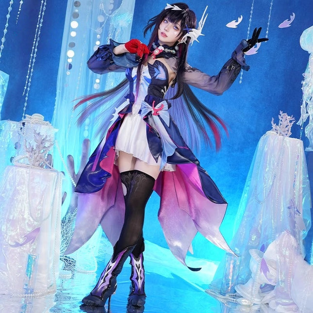Monenjoy Hysilens Female Knight Omphalos จาก Collapse Star Rail มาพร้อมปลอกรองเท้า เครื่องประดับผมเรซิน 3 มิติ และชุดคอสเพลย์ระดับมืออาชีพ 