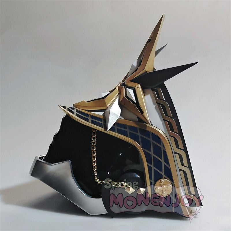 Monenjoy　原神　隊長 カピターノ ヘルメット　コスプレ道具　仮面　FRP＋アクリル製　武器モデル　ファトゥス　ファデュイ執行官　舞台道具