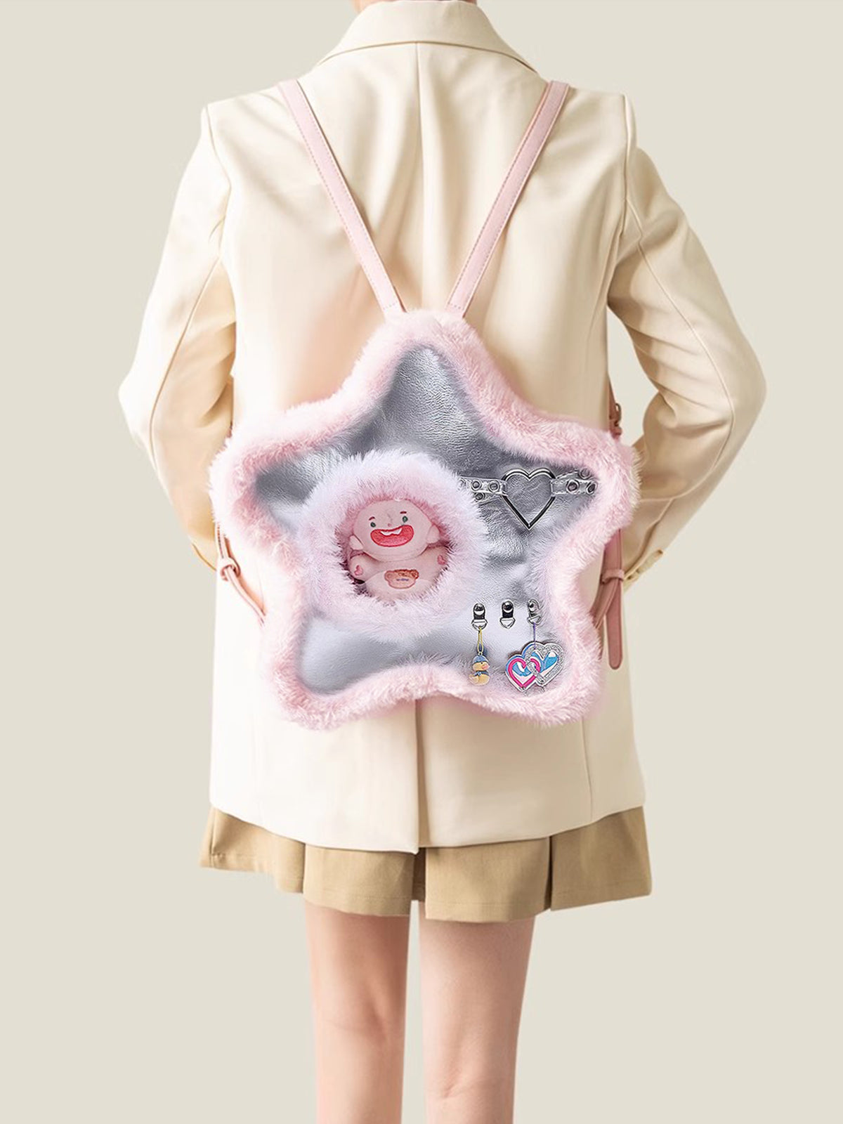 Monenjoy　痛バッグ　推し活に！ふわふわ五芒星クリア痛バッグ アニメ　地雷系　パンク　渋谷　原宿ファション　コスプレ　2次元　萌えグッズ　バックパック/リュック 可愛い　デザイン　装備品　アクセサリー - Monenjoy