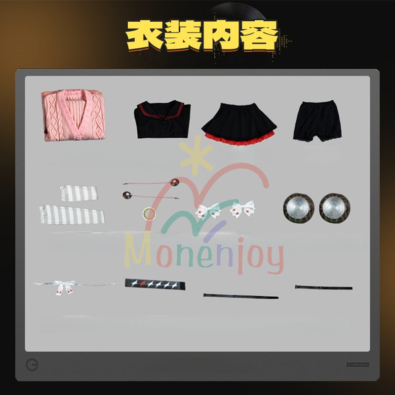 売り切れ次第終了・再入荷なし　Monenjoy　ゼンレスゾーンゼロ　浮波柚葉　コスプレ衣装　　セーラー服　Ukinami Yuzuha　怪啖屋　ミニスカート　狸の尻尾　本物の狸　かまちー追加　イベント　おもちゃ　狸　セーターコート　