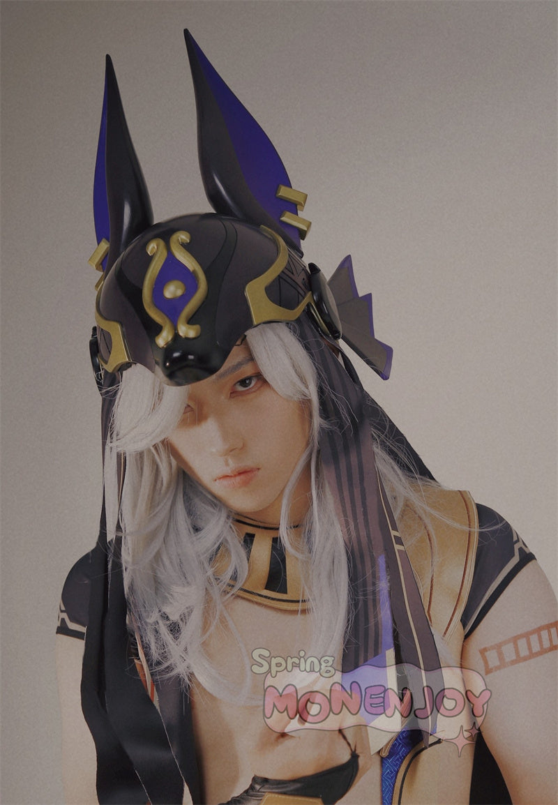 Monenjoy　原神　セノ　ヘルメット　コスプレ道具　武器モデル　舞台道具　FRP＋PUレザー　イベント