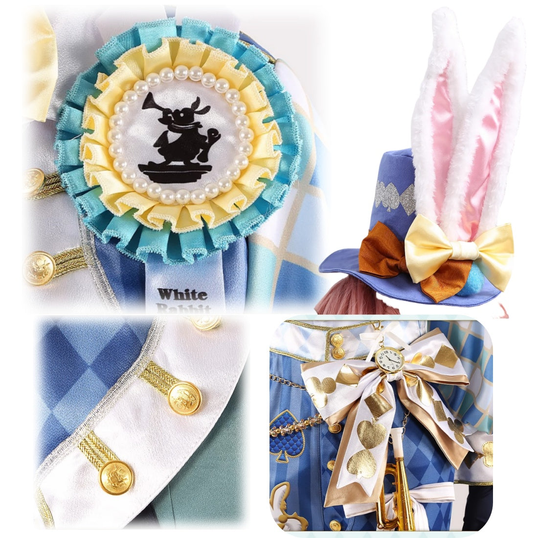 Monenjoy ツイステ 薔薇の王国のホワイト ラビット・フェス コスプレ衣装　帽子付　ラビット・ウェア　イベント　仮装　ハロウィン　 - Monenjoy