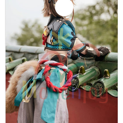 Monenjoy 原神 ゴロー ふわふわ　耳飾り＋尻尾　可愛い　萌えグッズ　猫耳 きつね耳　コスプレ道具　アクセサリー　 - Monenjoy