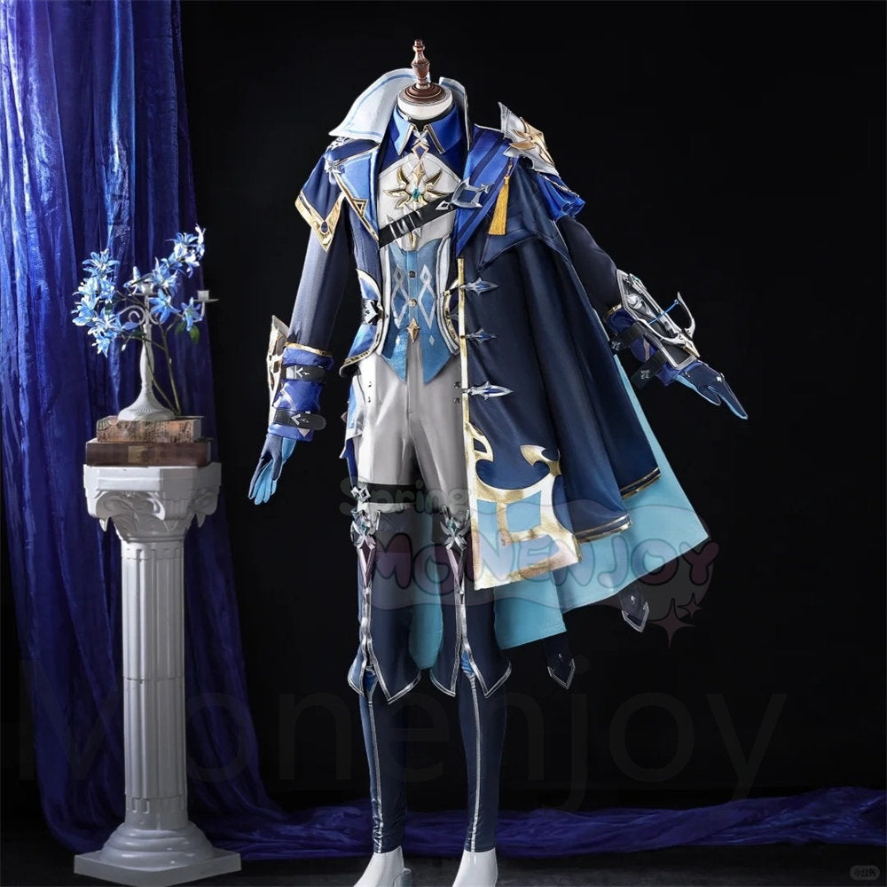 Monenjoy　ローエン コスプレ 衣装 原神 3Dプリント樹脂パーツ 氷元素 騎士団副隊長 イベント向け高品質 Monenjoy