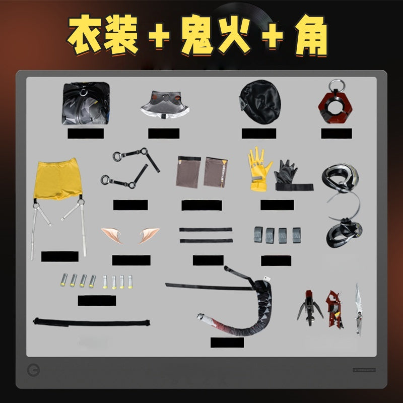 Monenjoy　ゼンレスゾーンゼロ　オルペウス　コスプレ衣装　鬼火　ゼンゼロ／ZZZ　イベント 鬼火+角＋尻尾追加可能　ボルス小隊　ハロウィン　