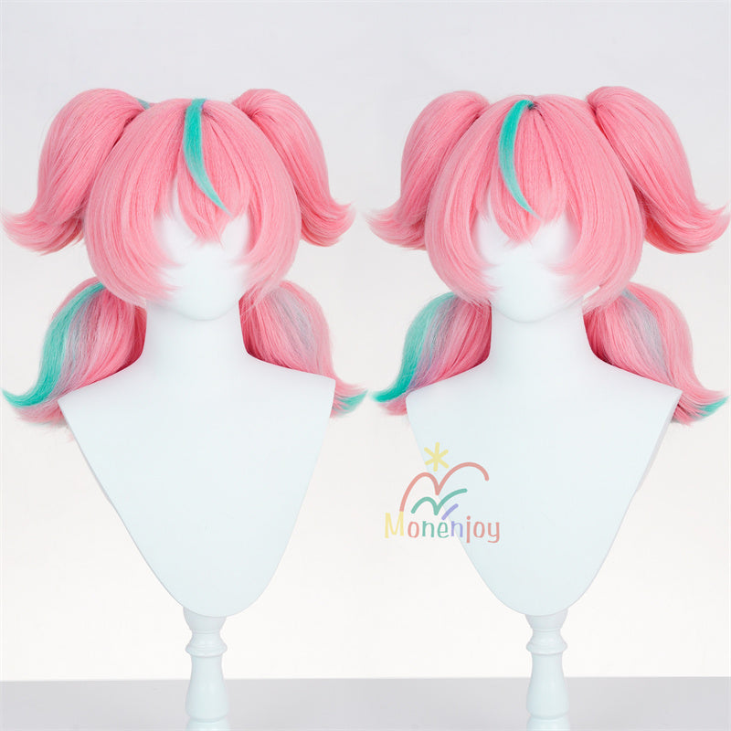 Monenjoy　ゼンレゼンレスゾーンゼロ アリア ウィッグ　43cm カツラ　ピンク色 ゼンゼロ／ZZZ 　ヘアアクセサリー　妄想エンジェル　コスチューム