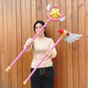 Monenjoy　カードキャプターさくら　木之本 桜 　魔法法杖　100cm　コスプレ道具　封印の杖 星の杖 夢の杖 　クロウカード編 　仮装　撮影道具　ピンク色　可愛い　子供　大人兼用