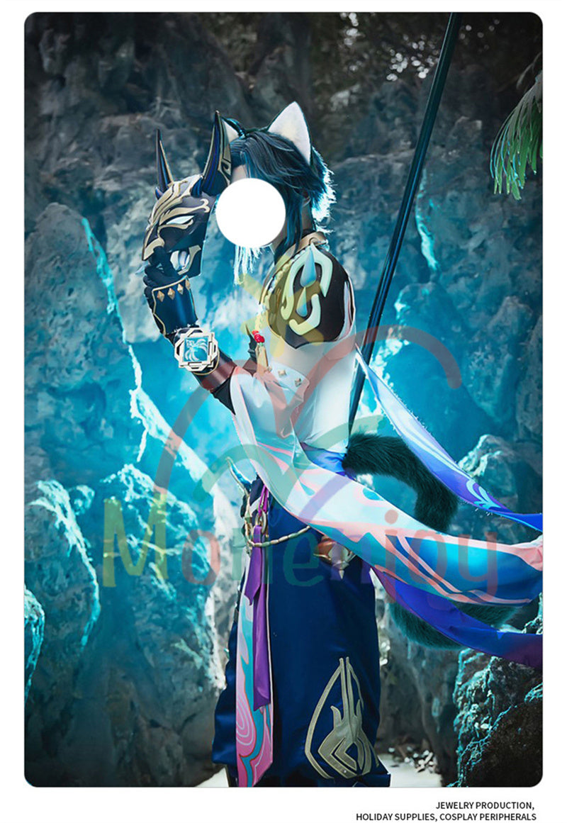 Monenjoy 原神 魈(しょう) ふわふわ　耳飾り＋尻尾　可愛い　萌えグッズ　猫耳 きつね耳　コスプレ道具　アクセサリー　 - Monenjoy