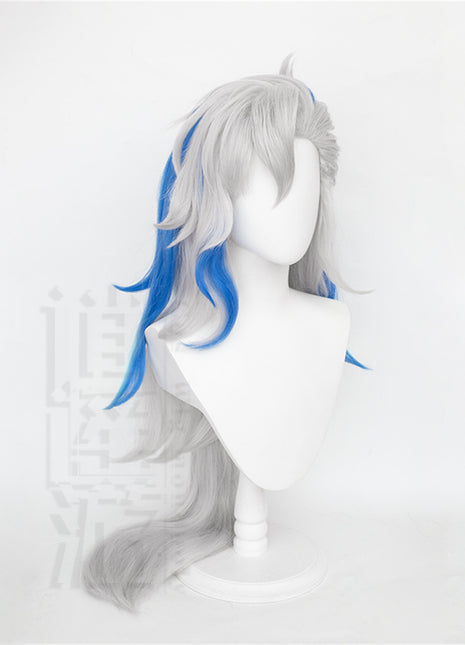 Monenjoy 原神（げんしん）　ヌヴィレット　95cm　ウィッグ　自然　ウィッグ　ショート　ういっぐ フルウィッグ　自然 つけ毛　 ふんわり カール　ライブ　フルウィッグ　お洒落 ファッション かつら - Monenjoy