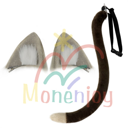 Monenjoy 原神 リネット ふわふわ　耳飾り＋尻尾　可愛い　萌えグッズ　猫耳 きつね耳　コスプレ道具　アクセサリー　