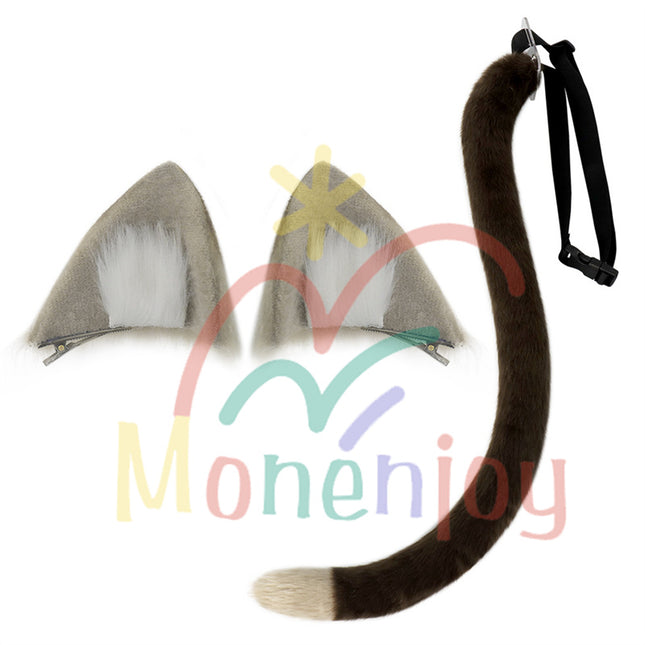 Monenjoy 原神 リネット ふわふわ　耳飾り＋尻尾　可愛い　萌えグッズ　猫耳 きつね耳　コスプレ道具　アクセサリー　 - Monenjoy