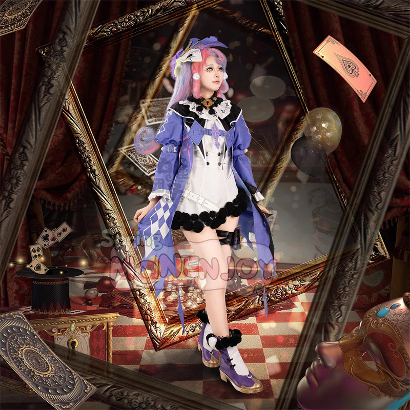 「在庫限り・完売次第終了」Monenjoy 鳴潮 ロココ コスプレ衣装　 愚者の劇団 ドレス+仮面ヘッドドレス+指輪付属 別売ウィッグ＆ブーツで完成度UP