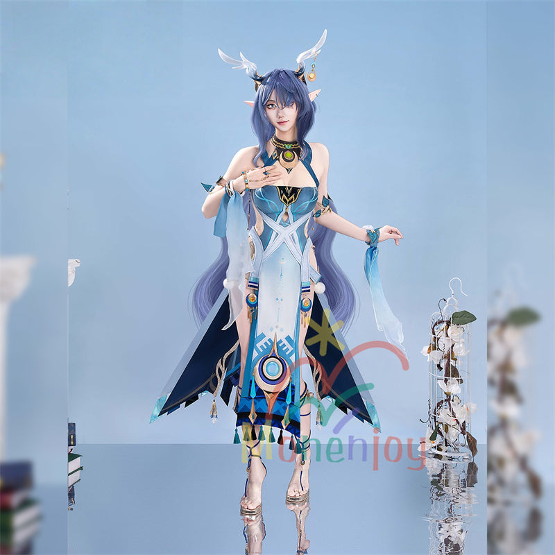 Monenjoy　原神　ラウマ　コスプレ衣装　 Lauma 　3d樹脂製髪飾り追加　ナド・クライ 　イベント　霜月の子 白銀の鹿座 　コスチュームgs1915