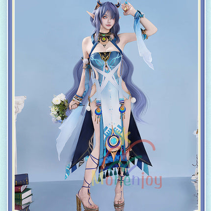 Monenjoy　原神　ラウマ　コスプレ衣装　 Lauma 　3d樹脂製髪飾り追加　ナド・クライ 　イベント　霜月の子 白銀の鹿座 　コスチュームgs1915